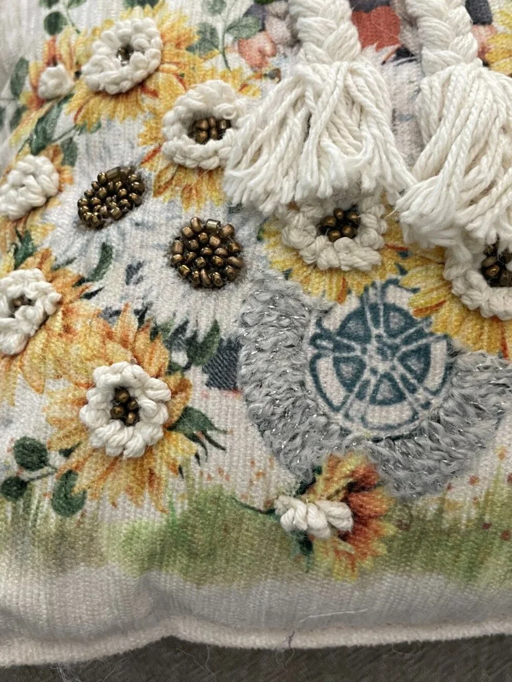 Bella Lux Decorative Throw Pillow Gnome Truck Sunflowers 12